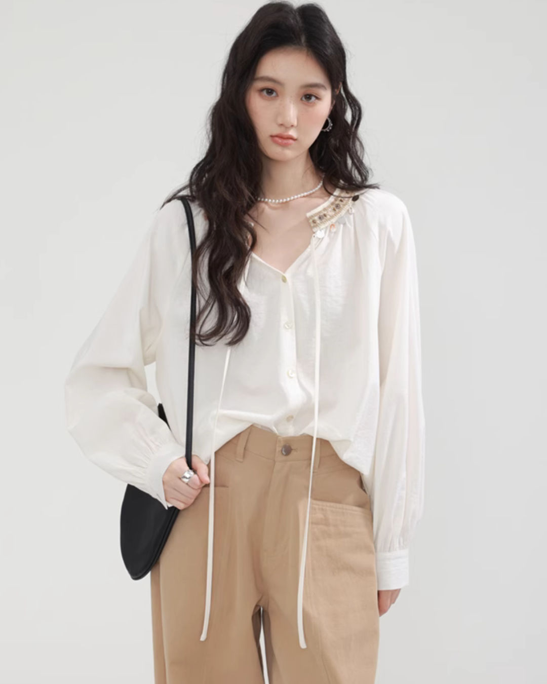 No Collar Balloon Sleeve Top / Vest / Pants CHS0002