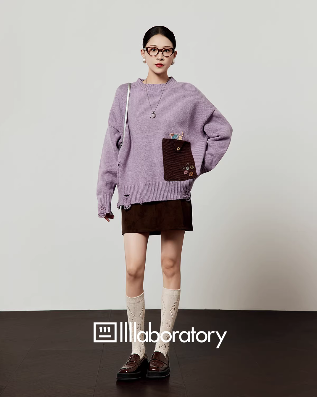 Pocket Patchwork Knit Top/Mini Skirt LLA0582