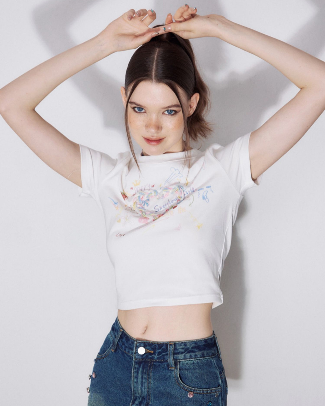 Heart Print Short Tops ZZF0220