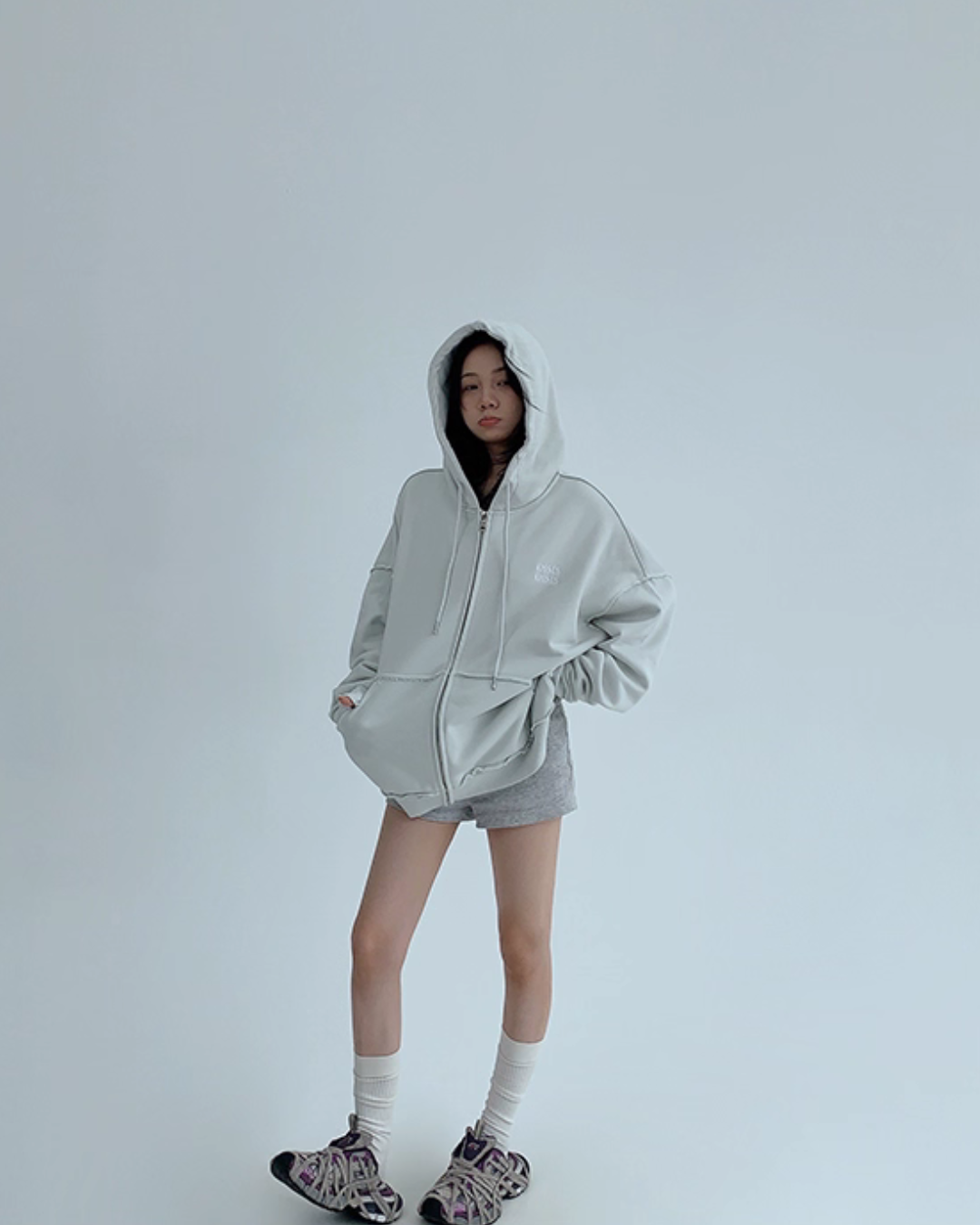 Oversized Zip-Up Hoodie YLS0940