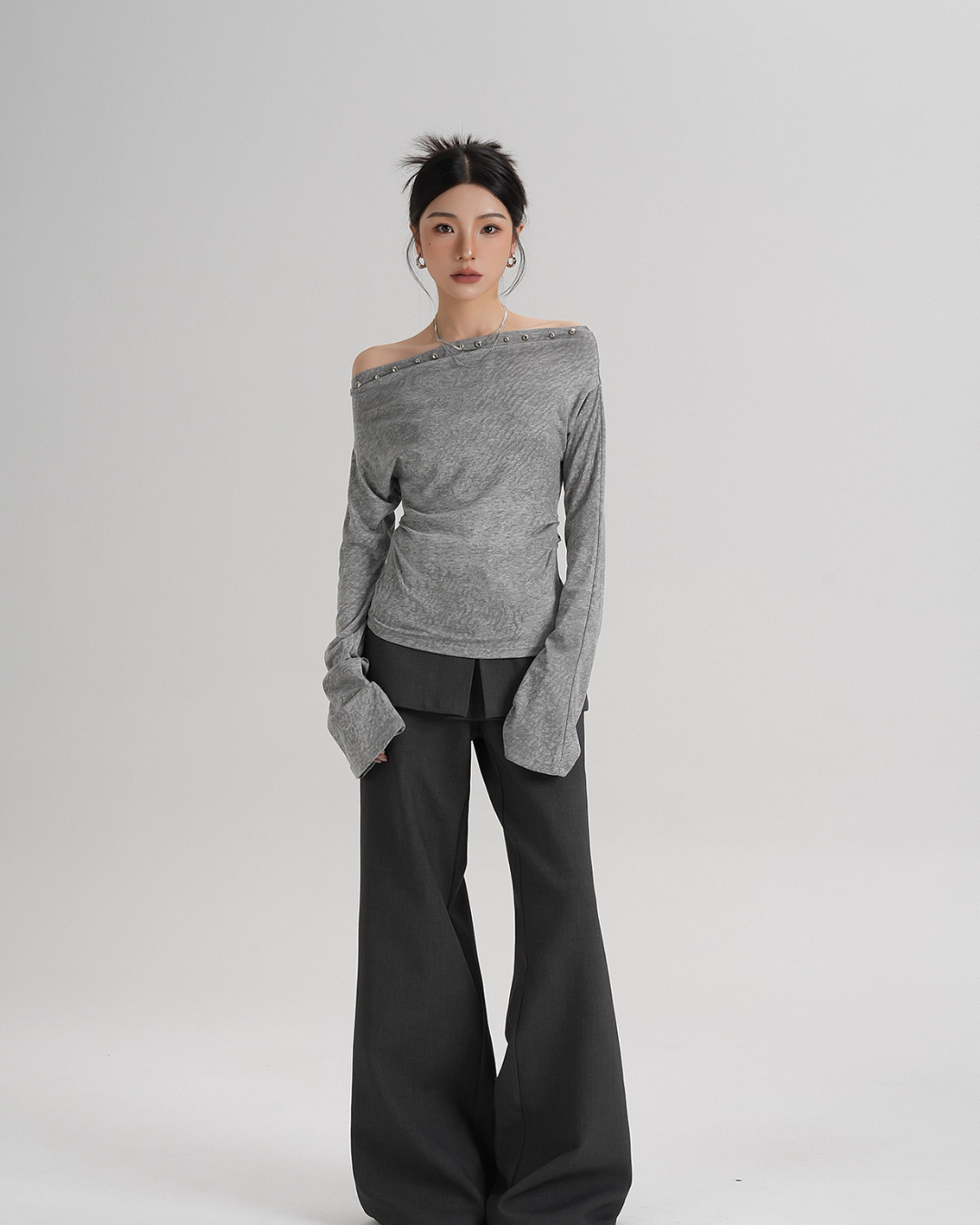 Off-Shoulder Long Sleeve Top SRS0354