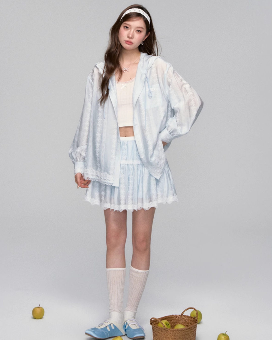 Sheer Windbreaker Jumper / Flare Skirt ASG0045