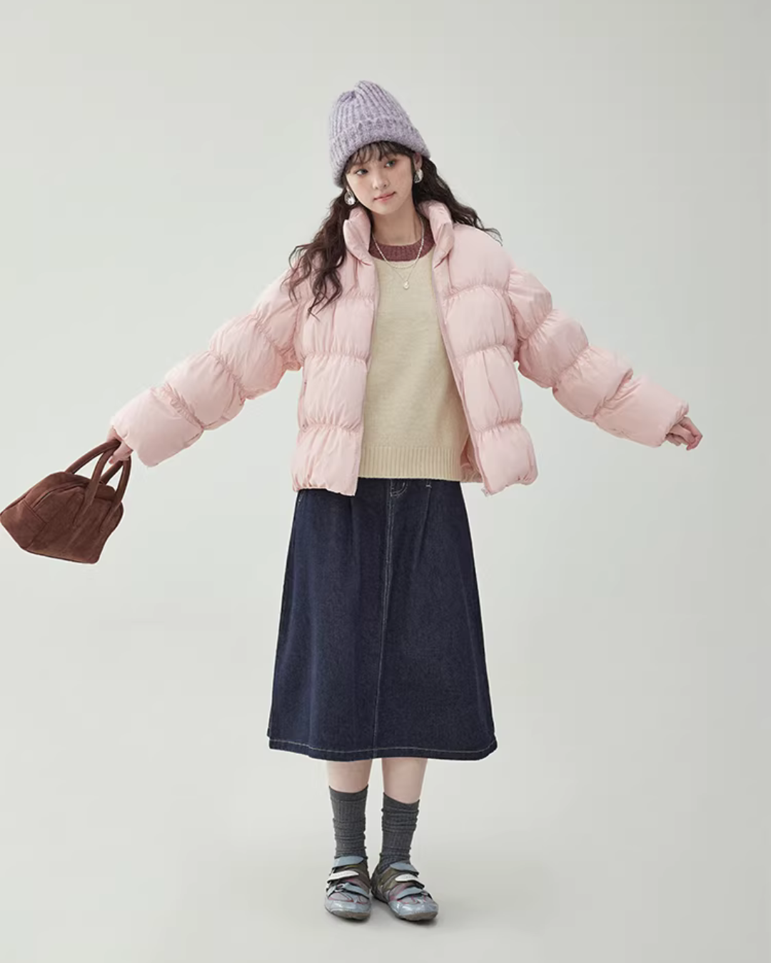Stand Collar Fluffy Down Jacket AMU0043