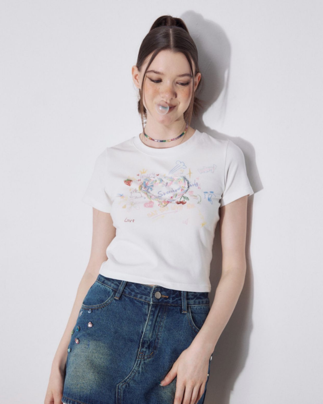 Heart Print Short Tops ZZF0220