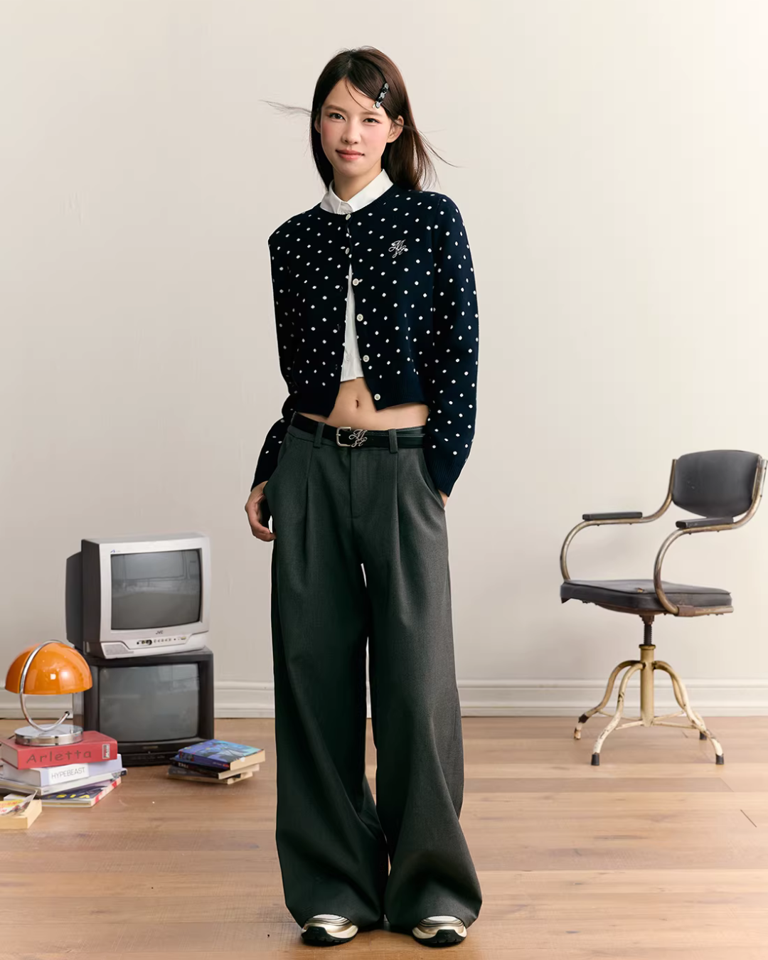 Polka Dot Round Neck Knit MST0003