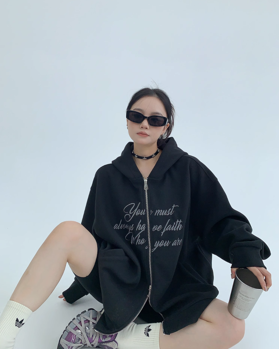 Double Zipper Logo Hoodie YLS0350