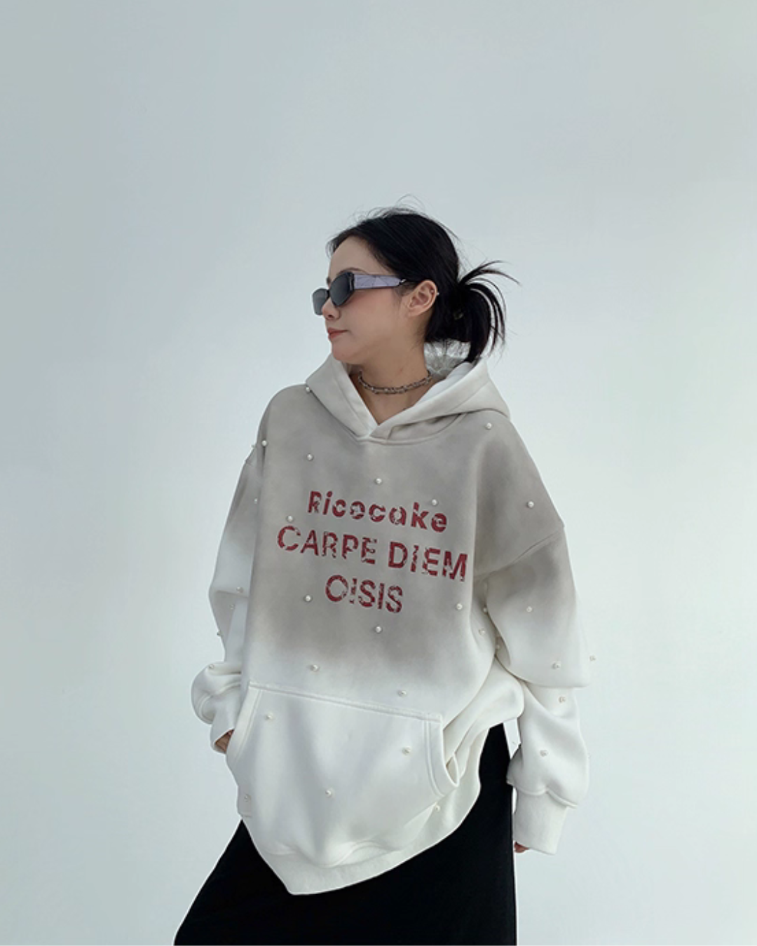 Gradient Studded Sweatshirt Hoodie YLS0987