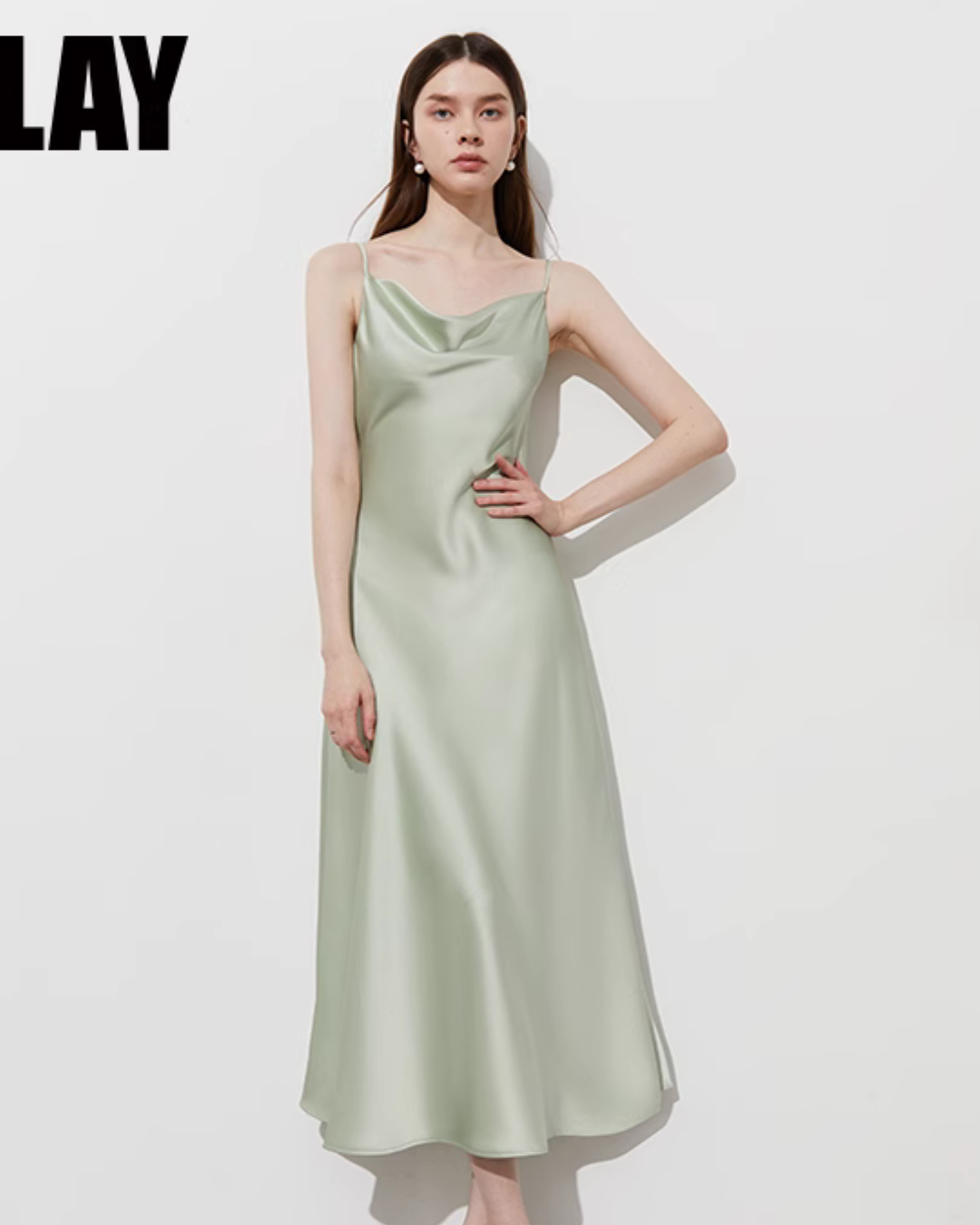 Satin Flare Strap Dress DPY0003