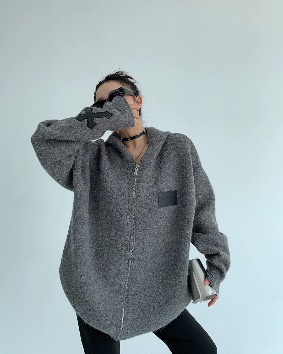 Loose Zip Knit Hoodie YLS0593