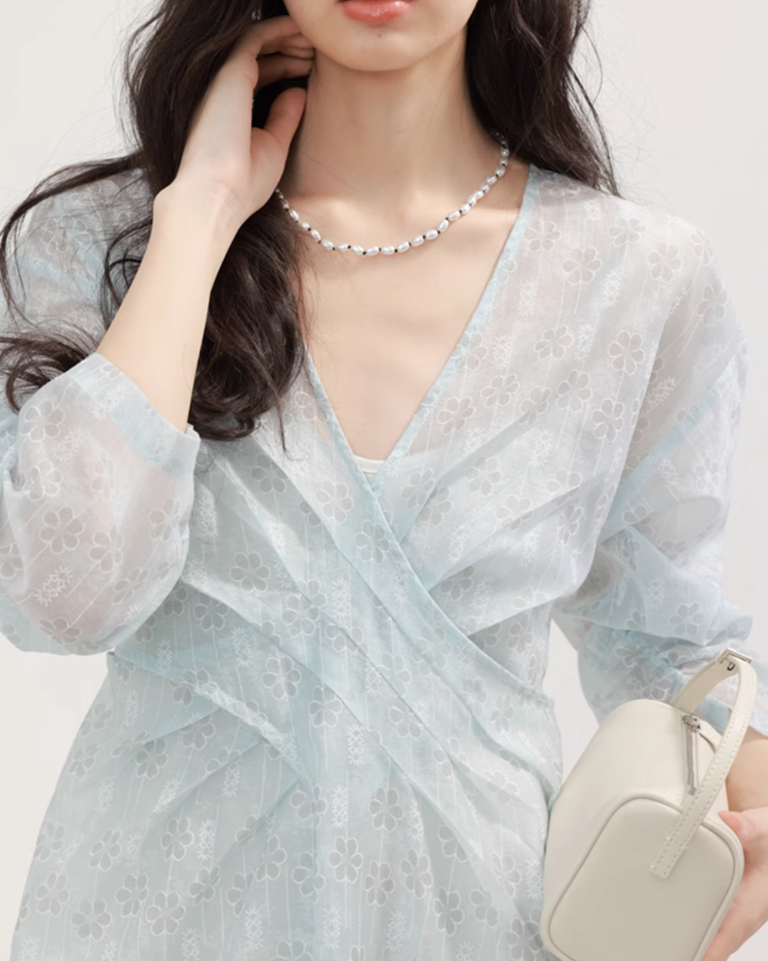 V-Neck Floral Patterned Long Dress CHS0003