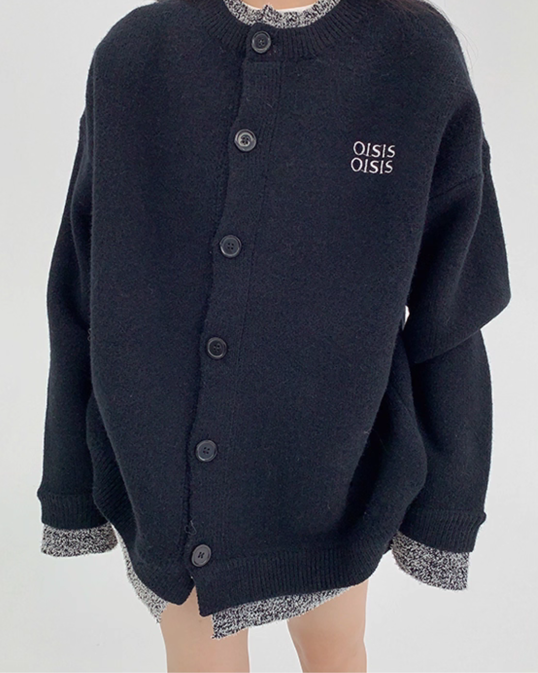 Layered Style Round Neck Knit Cardigan YLS0989