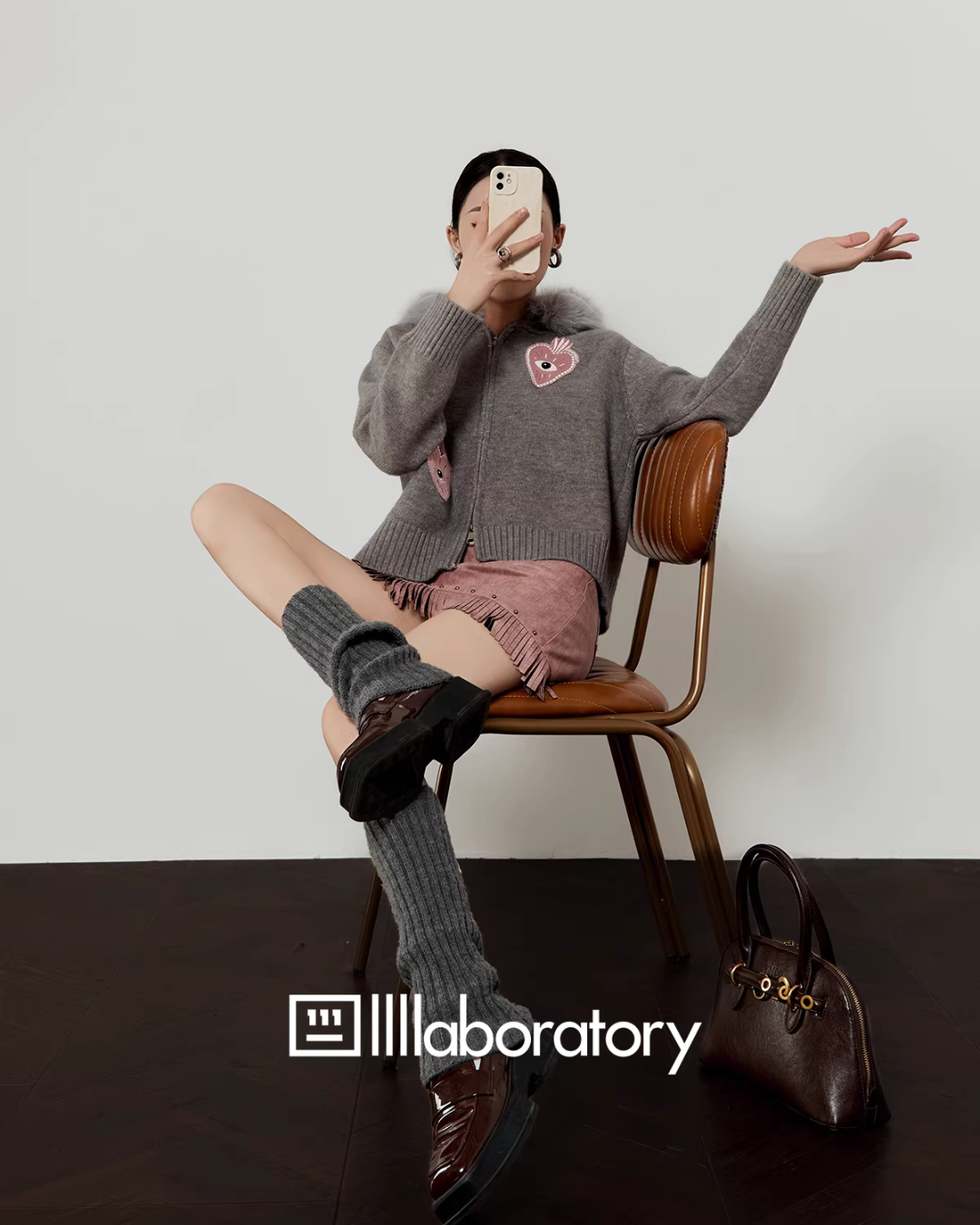 Heart-Eye Embroidered Double Zip Knit LLA0583