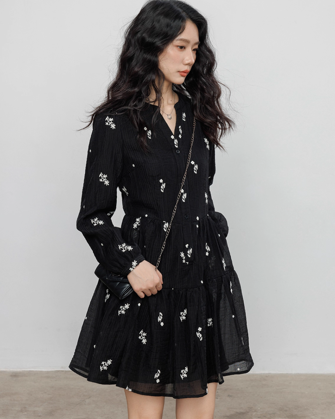 Flower Patterned Flare Dress VAS0146