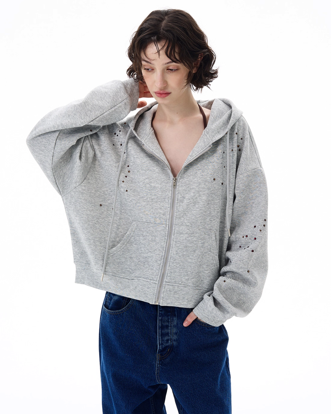 Shiny Sequin Zip Up Hoodie WLS0002