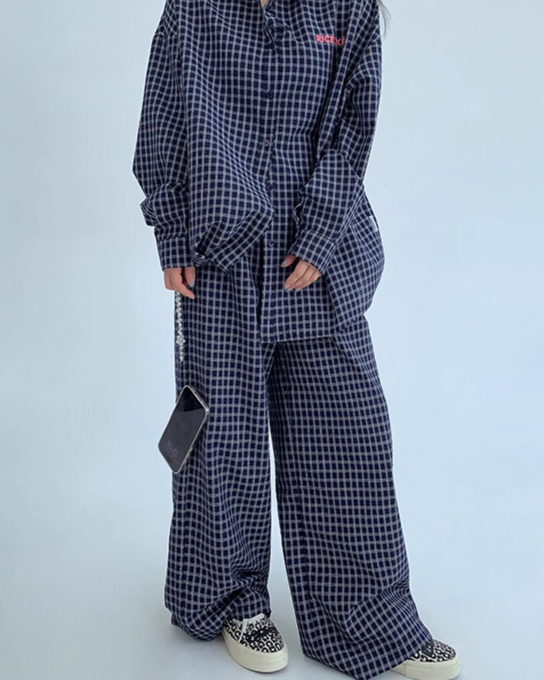 Plaid Long Sleeve Shirt / Loose Pants YLS0916