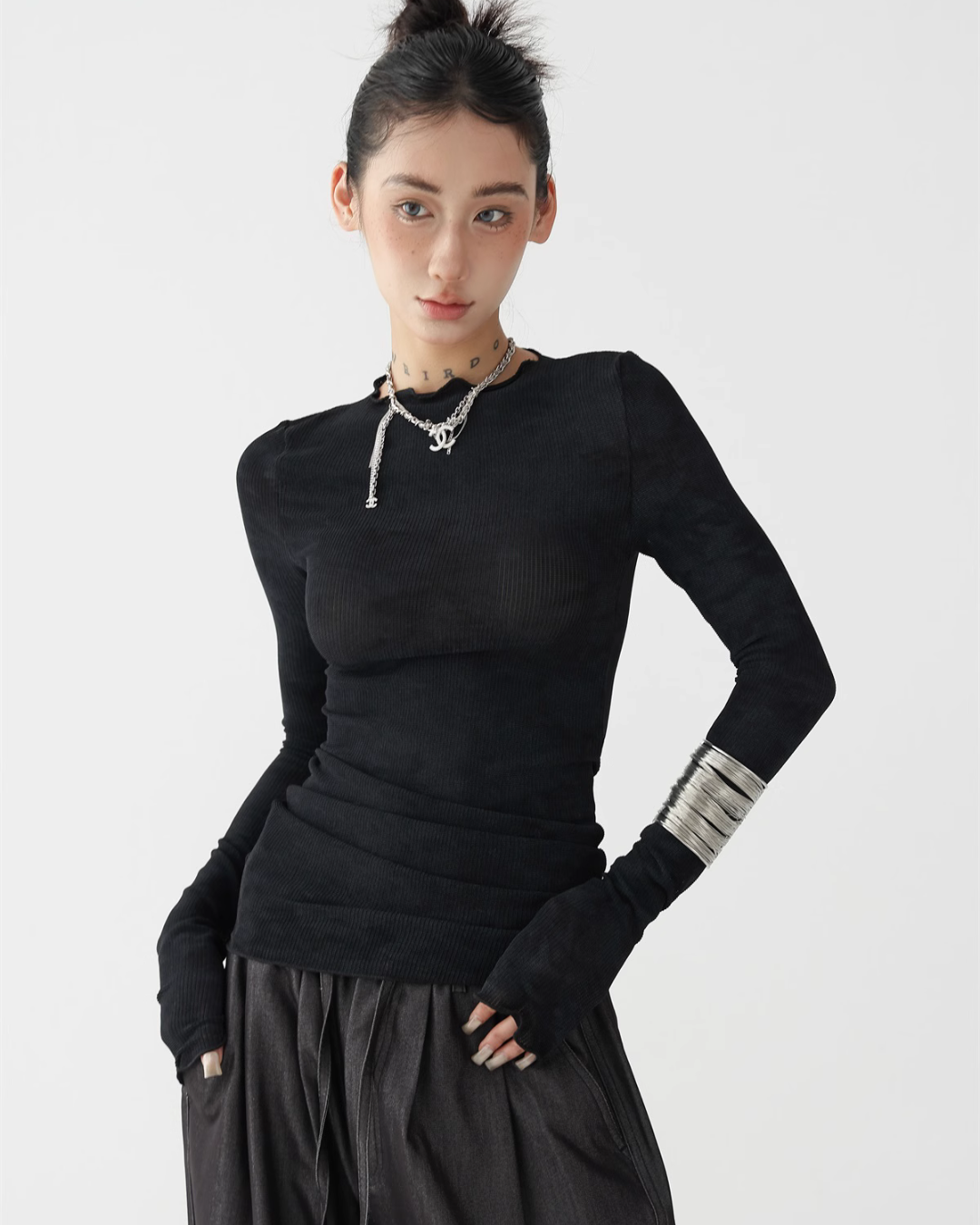 Tiedye Mesh Slim Long Sleeve Top ACS0250