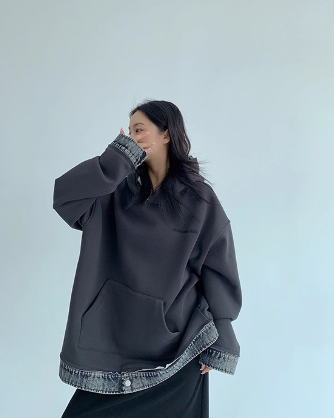 Layered-Style Sweatshirt Hoodie YLS0954