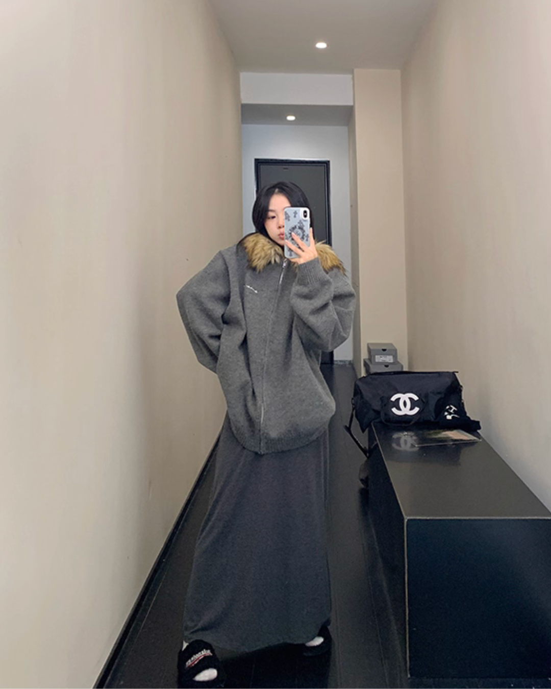 Fur Hood Knit Hoodie YLS0979