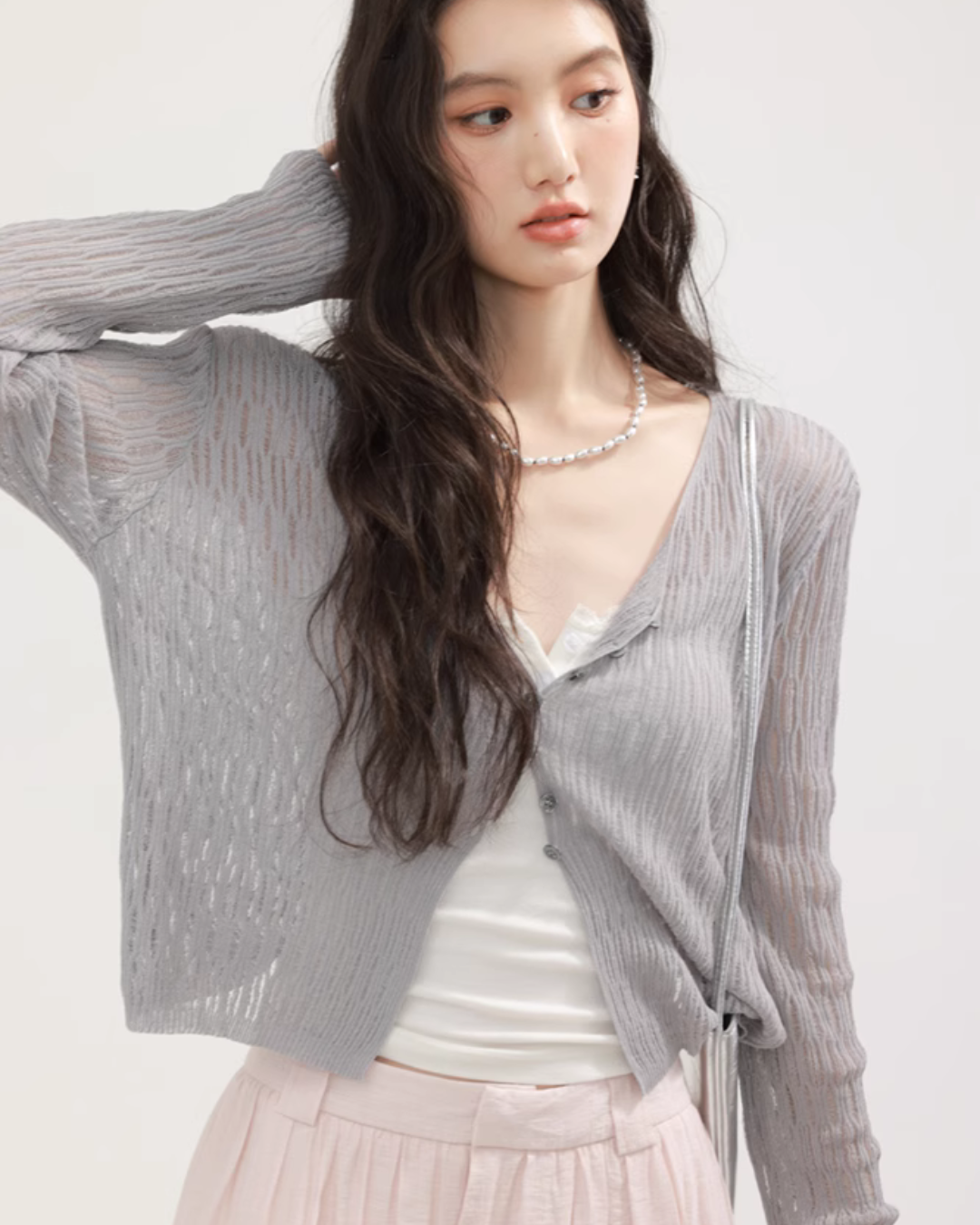 V-neck summer knit cardigan CHS0004