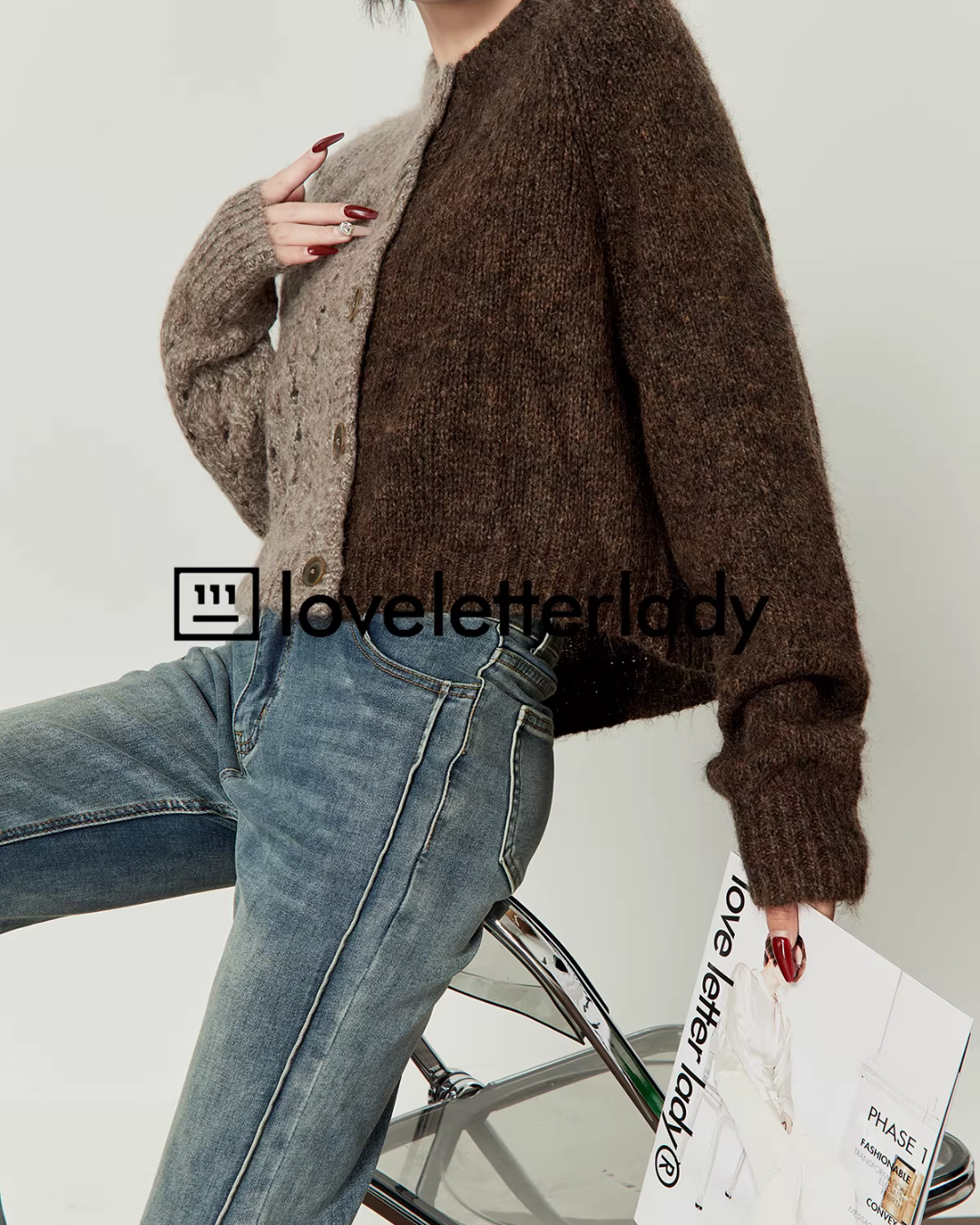 Denim Docking Knit Top LLA0595