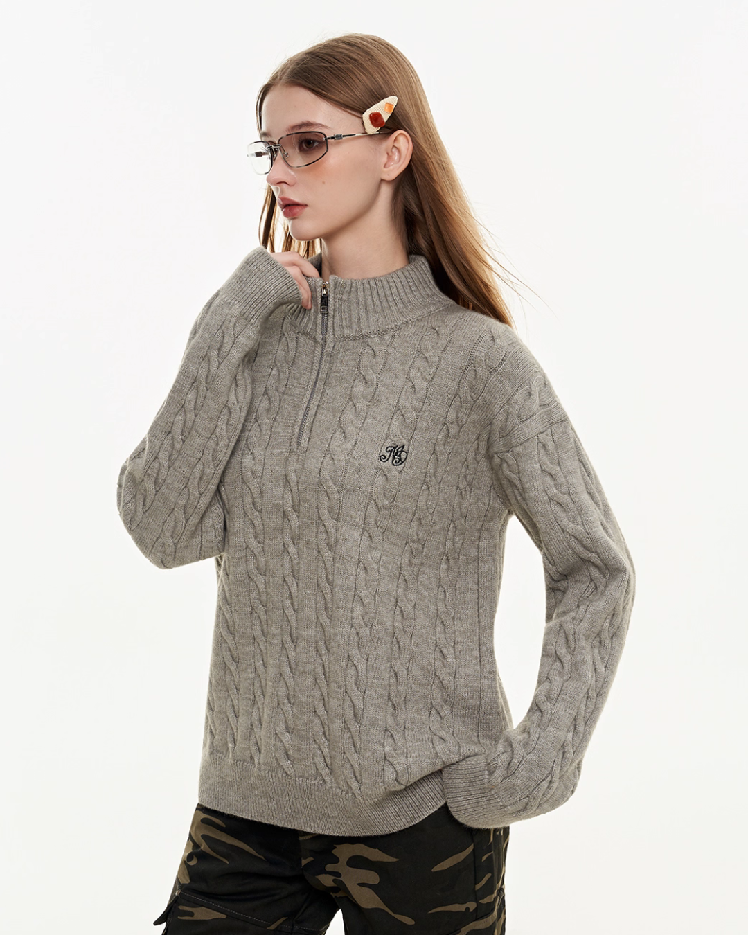 Half Zip Cable Knit MDB0010