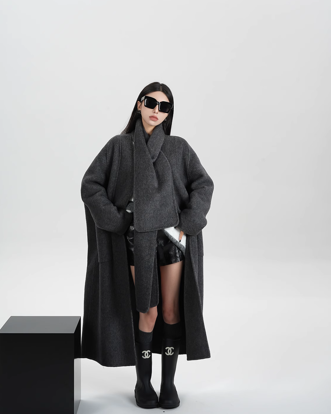 Collarless Long Coat SRS0314