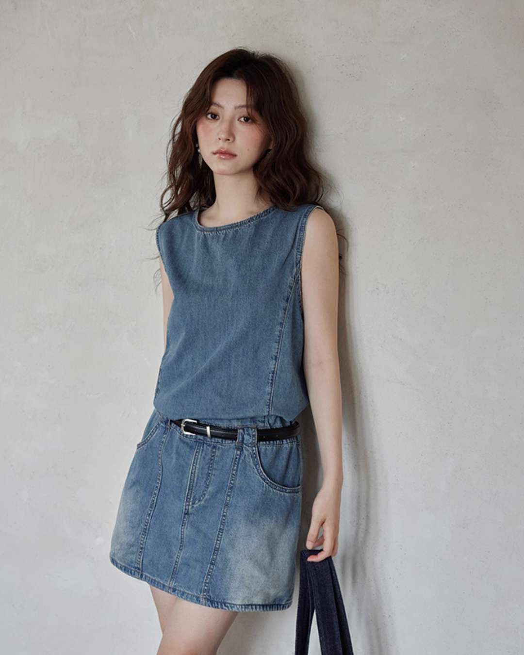 Sleeveless Denim Mini Dress SMS0016