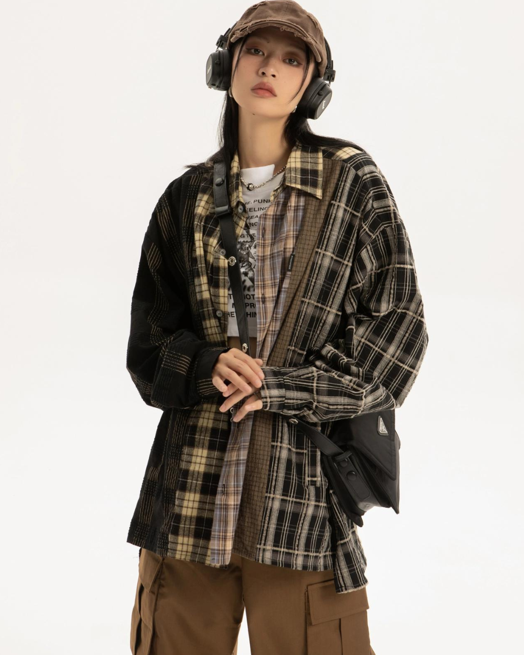 Vintage Plaid Big Shirt EZK0018