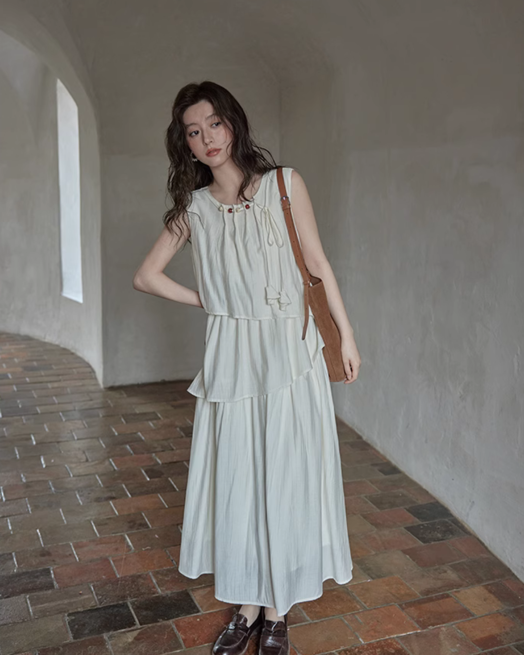 Asymmetrical Tiered Dress / Summer Knit Cardigan SMS0001