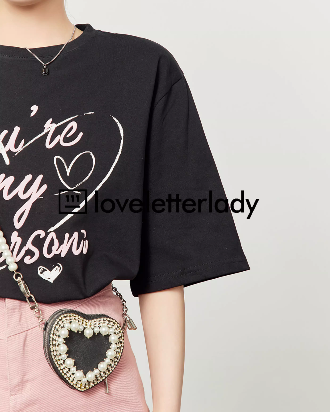 Heart Letter Round Neck Top LLA0465