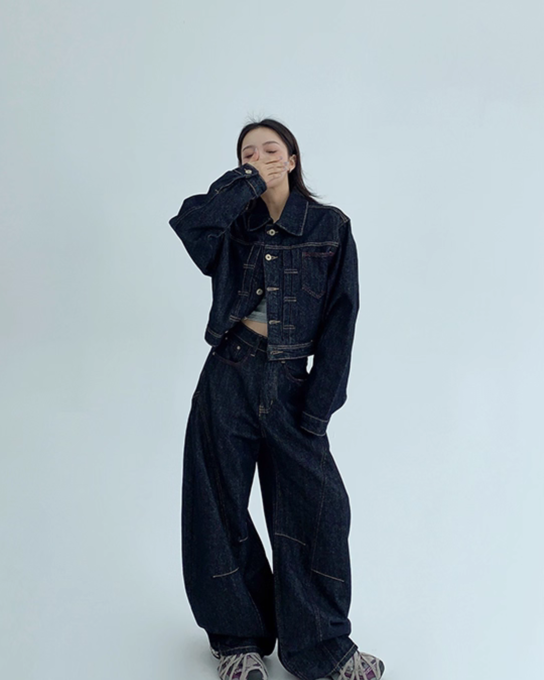 Dark Blue Wide Denim Pants YLS0904