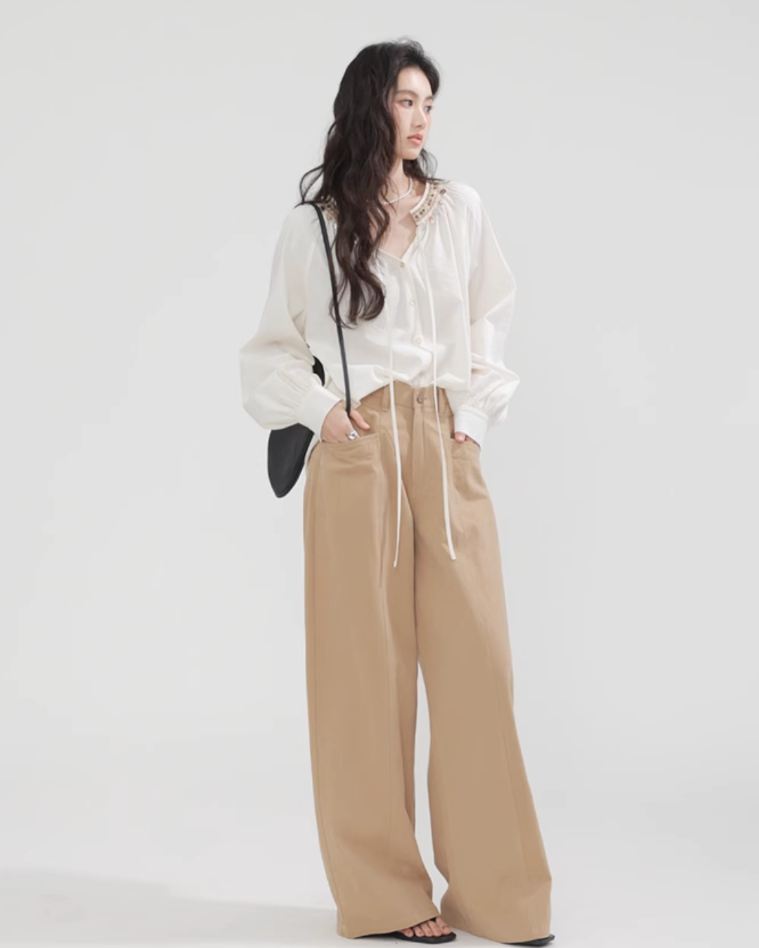 No Collar Balloon Sleeve Top / Vest / Pants CHS0002