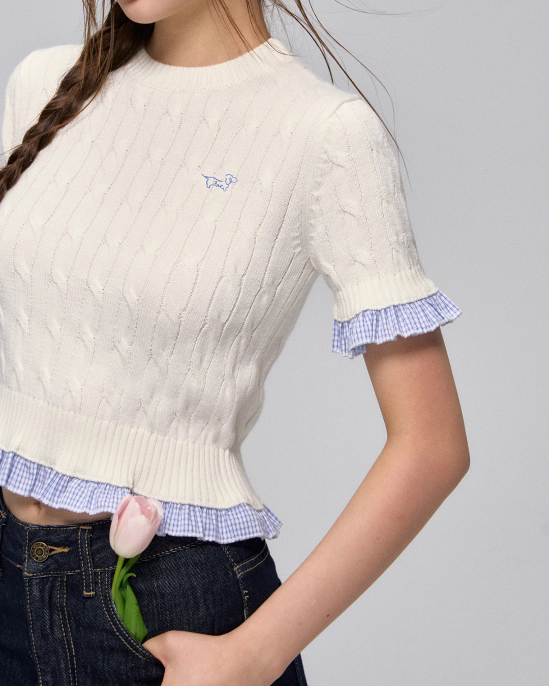 Cable Short Sleeve Knit ASG0027