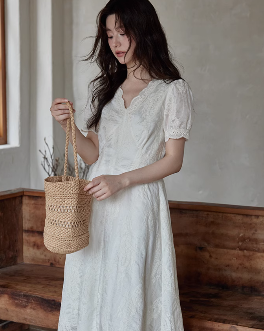 French Lace Flare Dress SMS0017