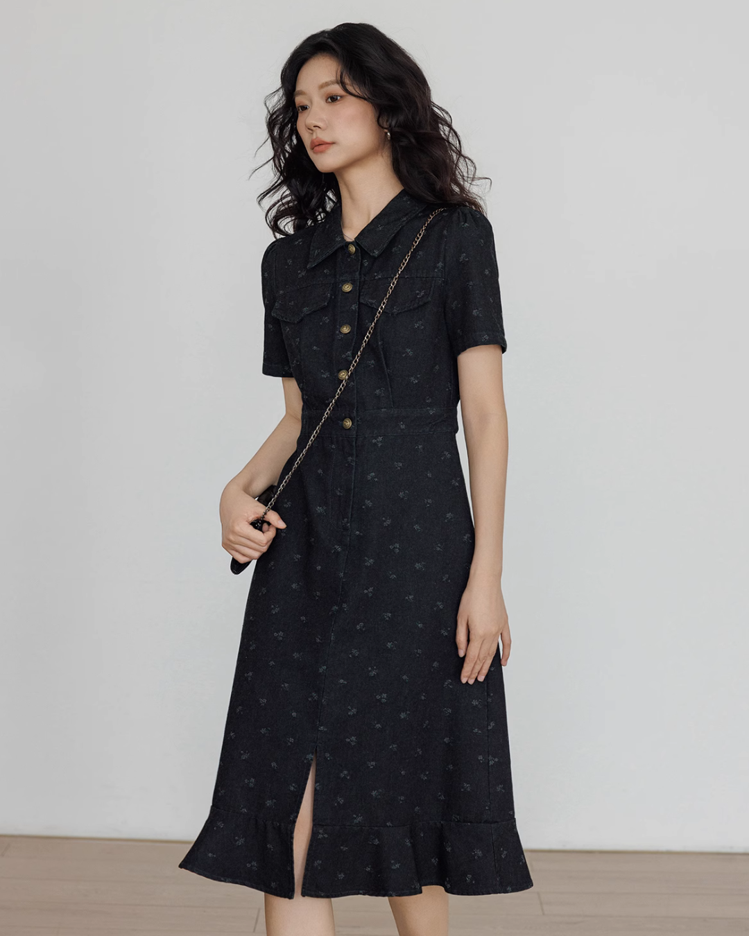 Floral Denim Shirt Dress VAS0088
