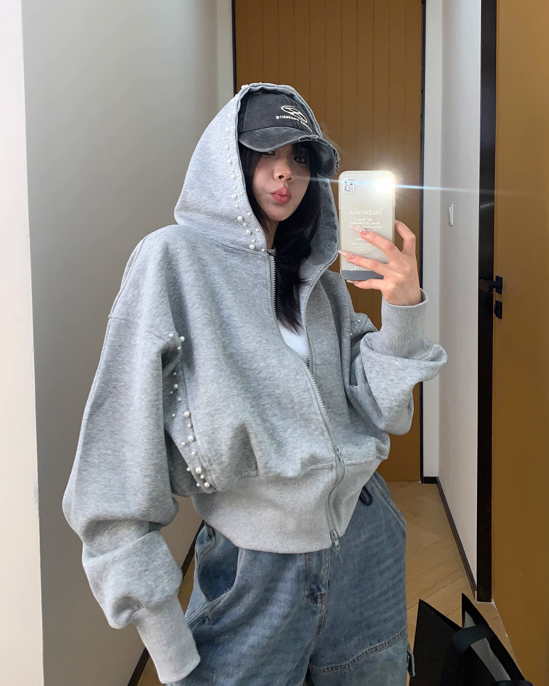 Pearl Cropped Hood Jacket YLS0832
