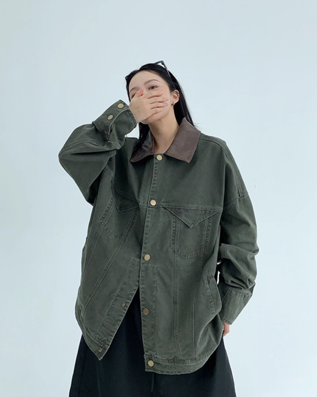 Leather Collar Military Jacket YLS0914