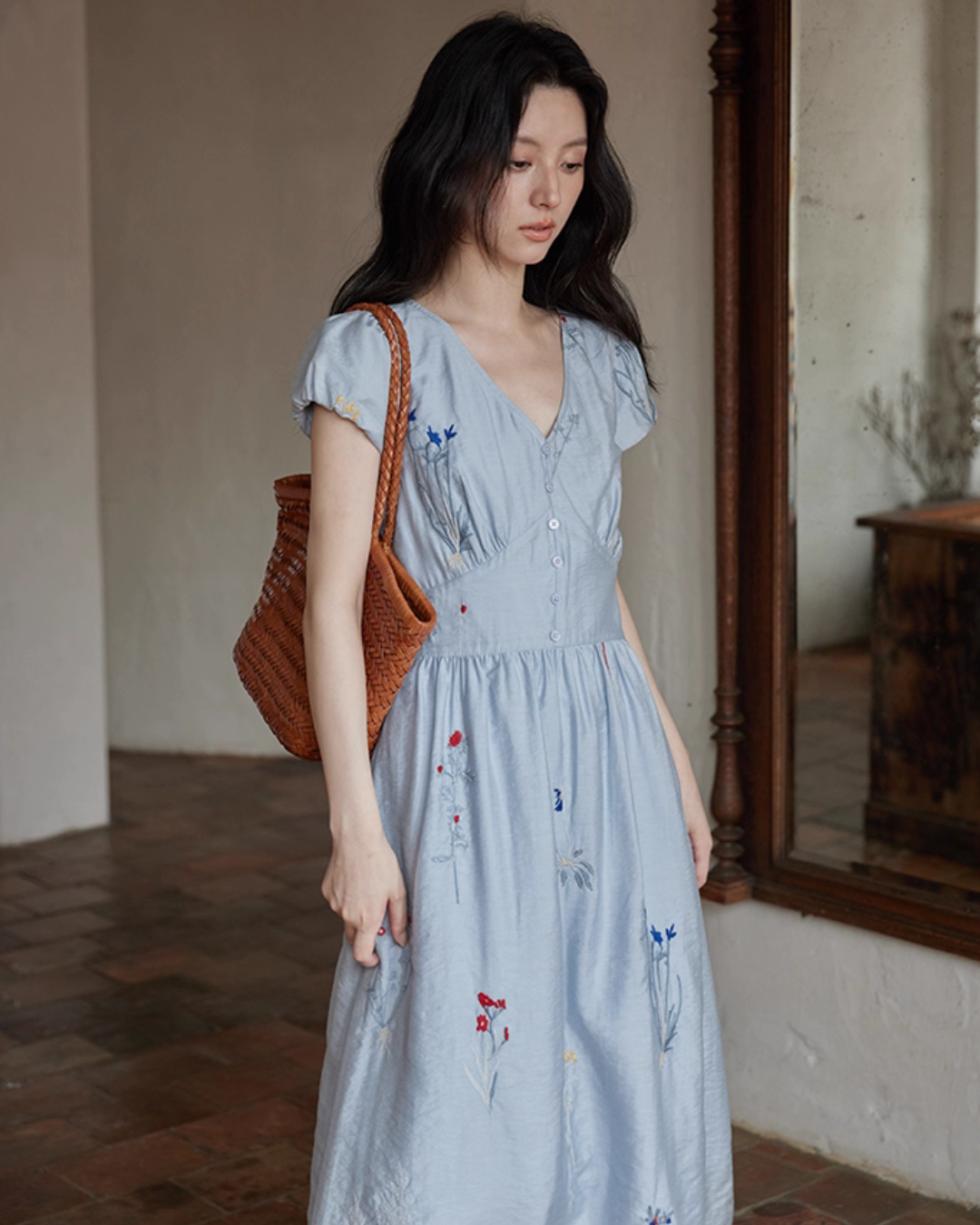 V-Neck Floral Flare Dress SMS0005
