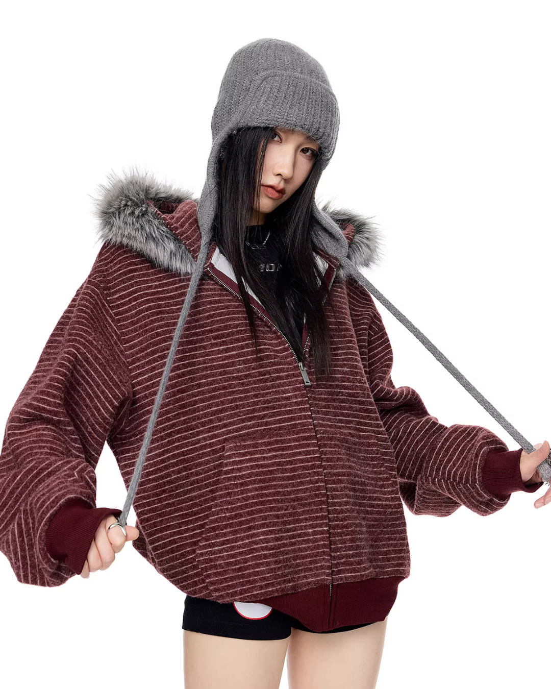 Thin Stripe Zip Hoodie ICM0118