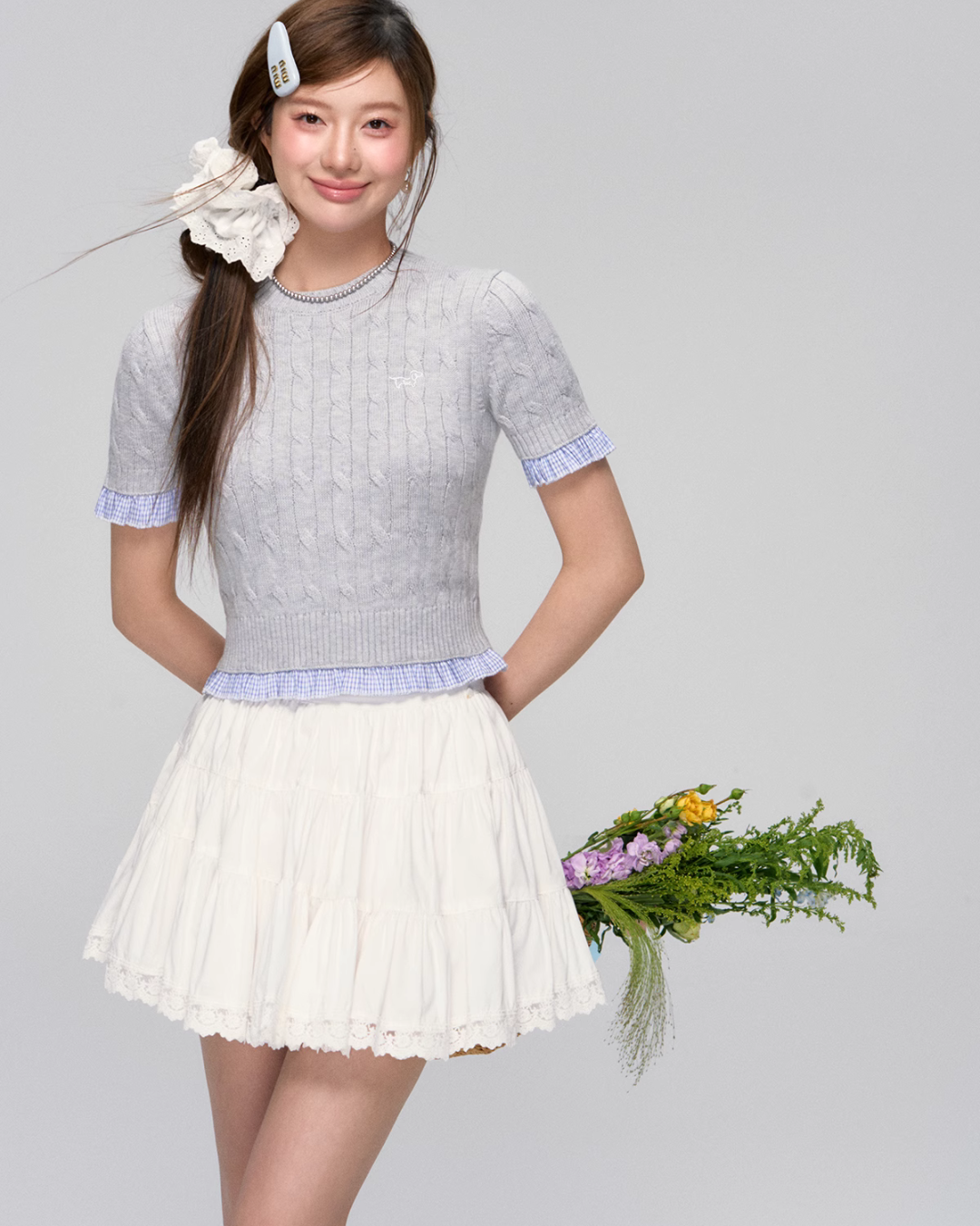 Cable Short Sleeve Knit ASG0027