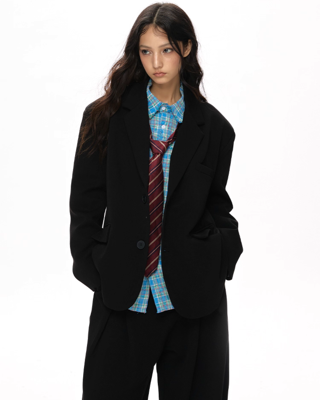 Textured Minimalist Blazer / Wide Pants VAT0018