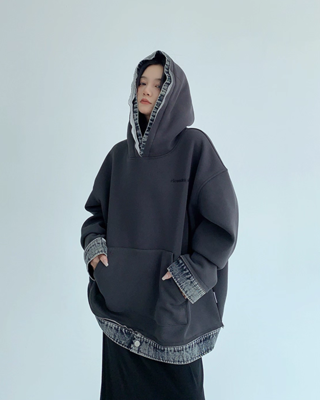 Layered-Style Sweatshirt Hoodie YLS0954