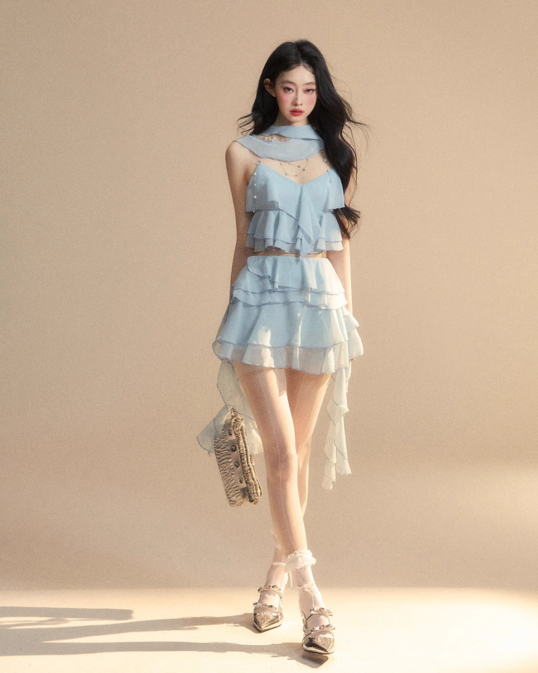 Chiffon Ruffle Tops / Chiffon Skirts LAS0019