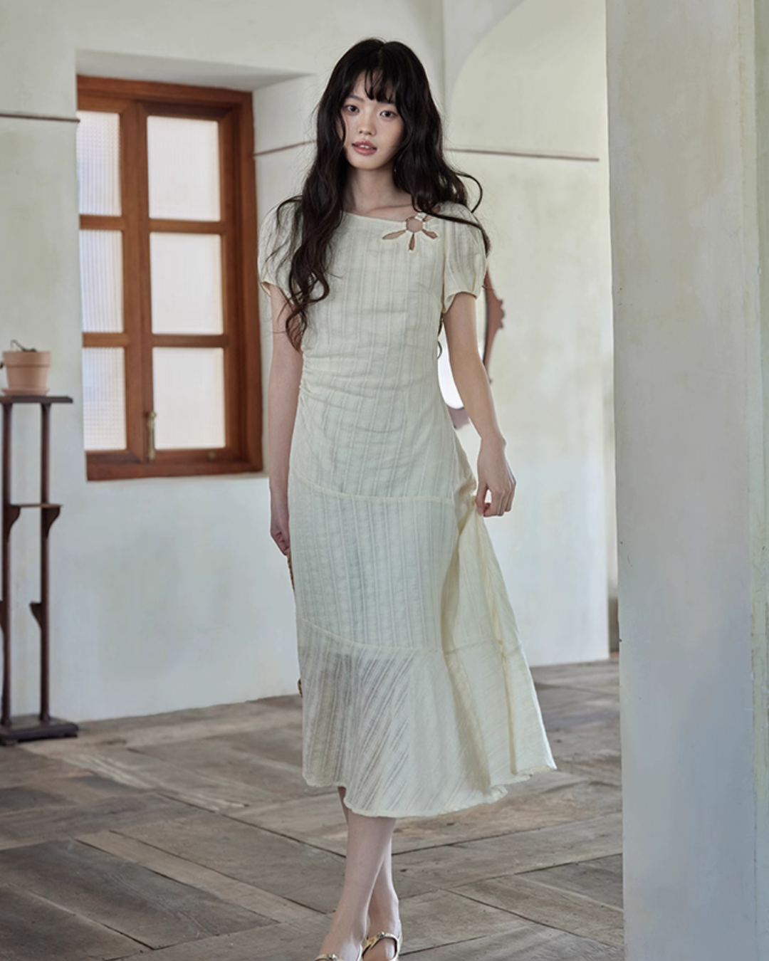 Cotton Apricot Long Dress SMS0026
