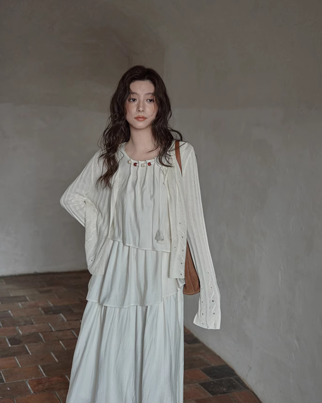 Asymmetrical Tiered Dress / Summer Knit Cardigan SMS0001