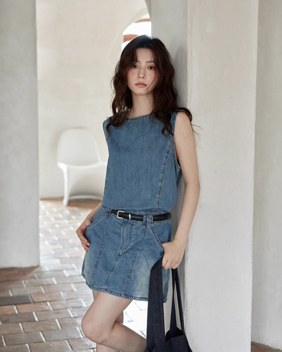 Sleeveless Denim Mini Dress SMS0016
