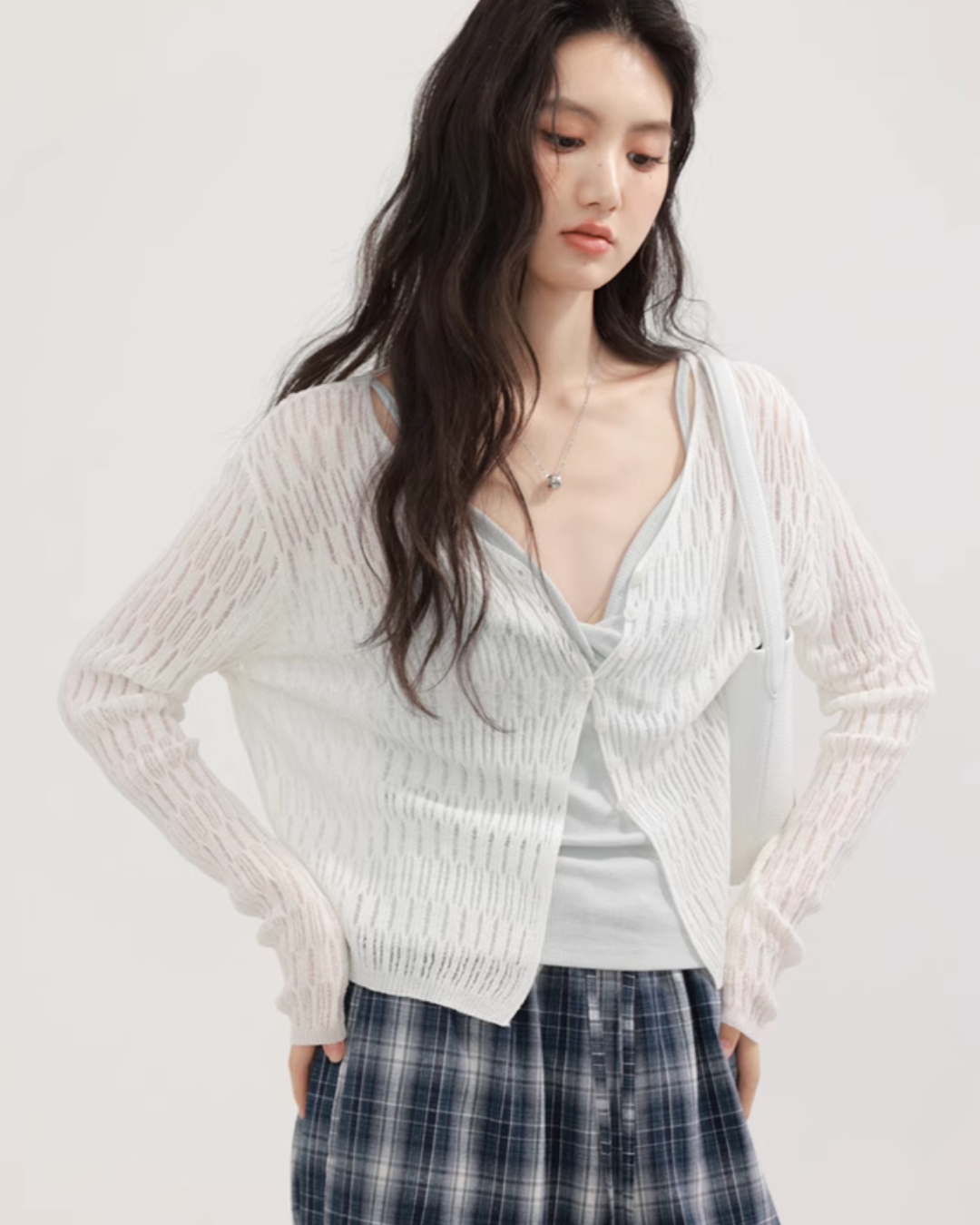 V-neck summer knit cardigan CHS0004