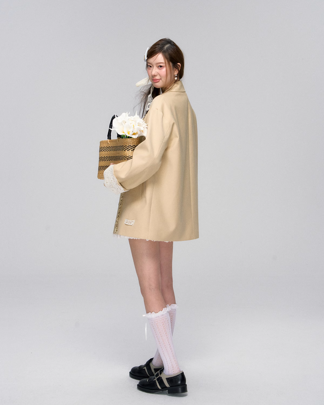 Retro Lace Trench Coat / Tight Knit Tops ASG0026