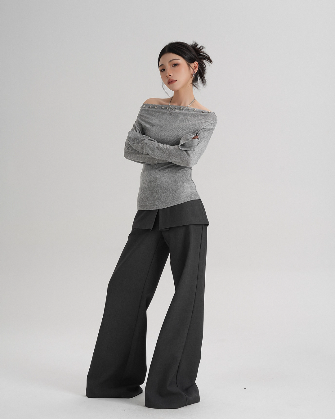 Off-Shoulder Long Sleeve Top SRS0354