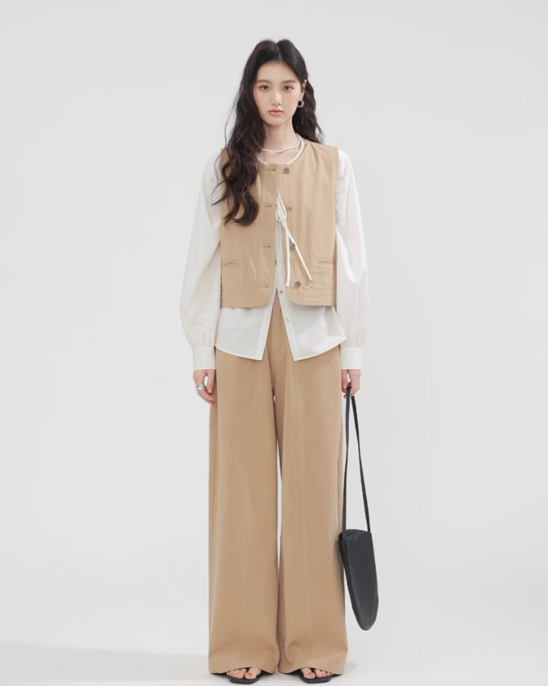No Collar Balloon Sleeve Top / Vest / Pants CHS0002